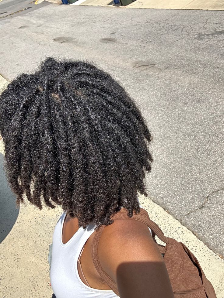Healthy starter locs demonstrating normal frizz and budding during the locking process.