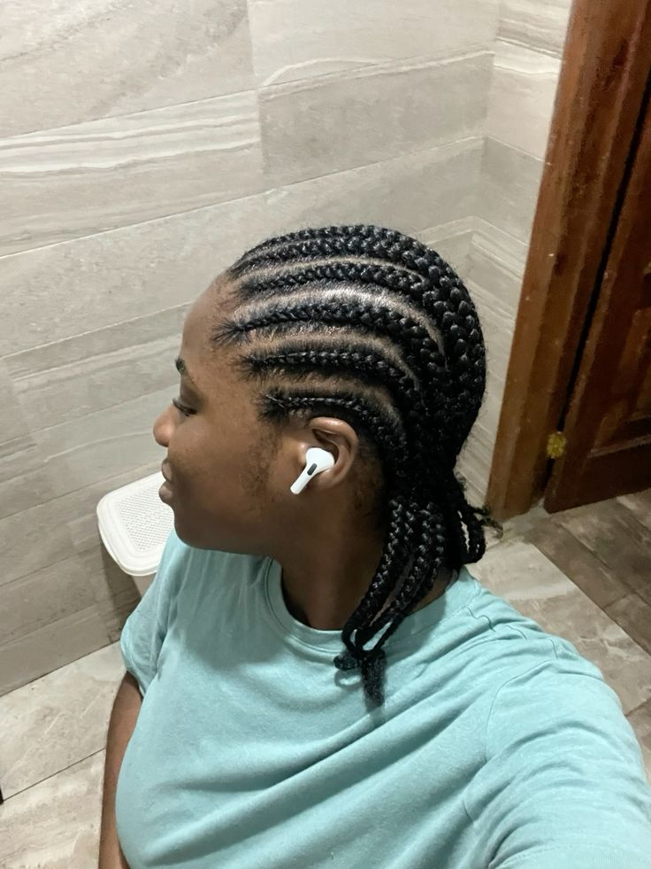 cute classic straight-back cornrows on natural 4C hair