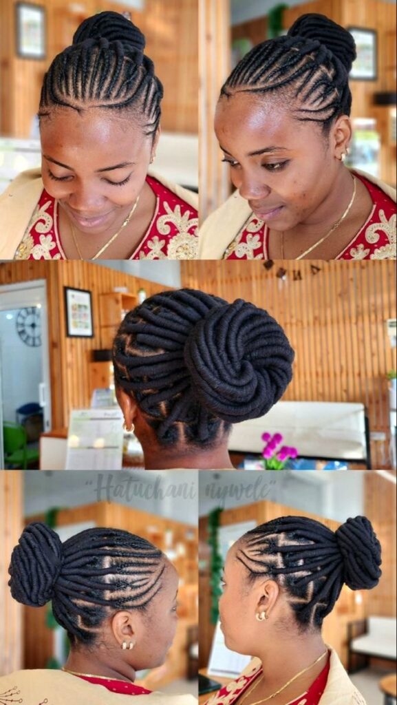 Threaded updo on natural 4C hair