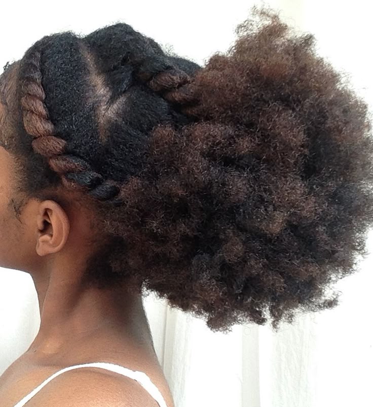 Protective twisted crown hairstyle on natural 4C hair
