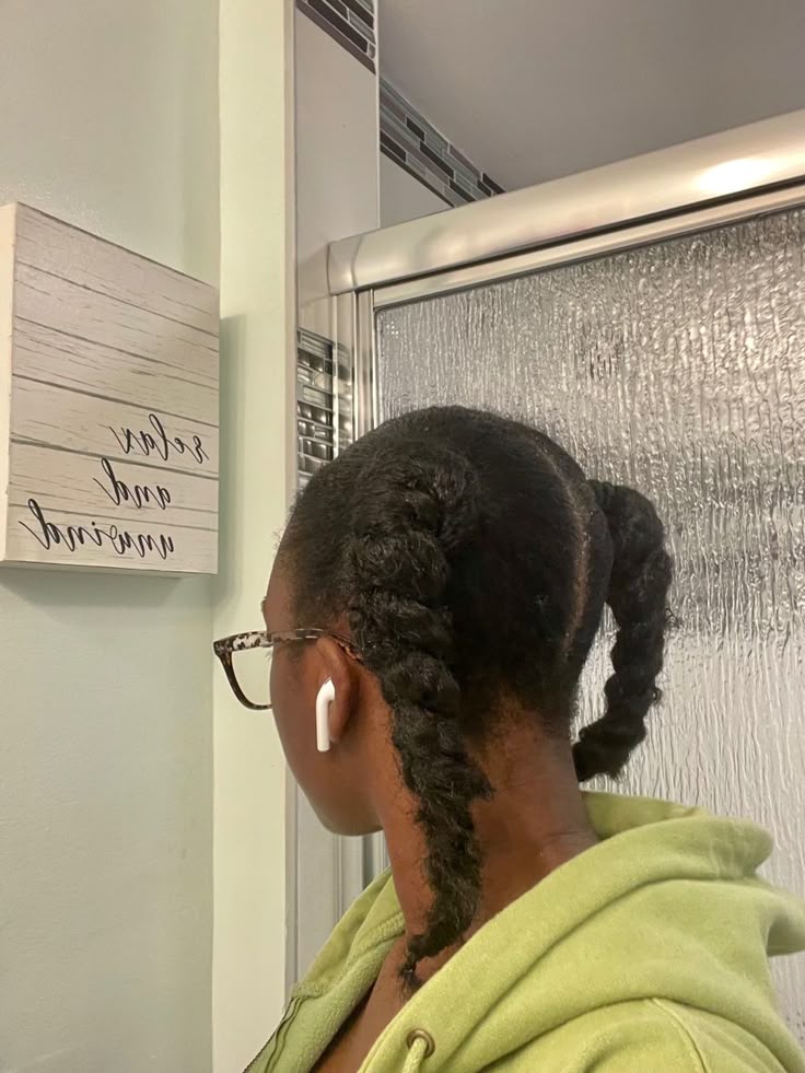  Two braids on natural 4C hair