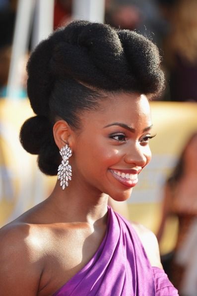 Elegant wrap updo bridal hairstyle on natural 4C hair