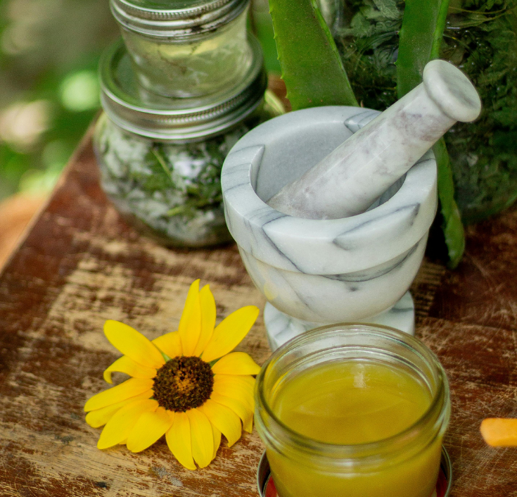 Aloe vera treatment being prepared for natural 4C hair