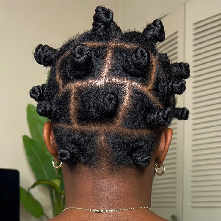 Bantu knots school hairstyle for natural 4C hair