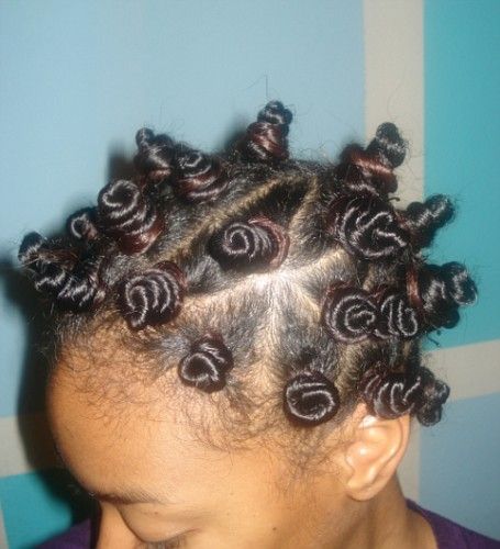 Bantu knots styled on transitioning natural hair