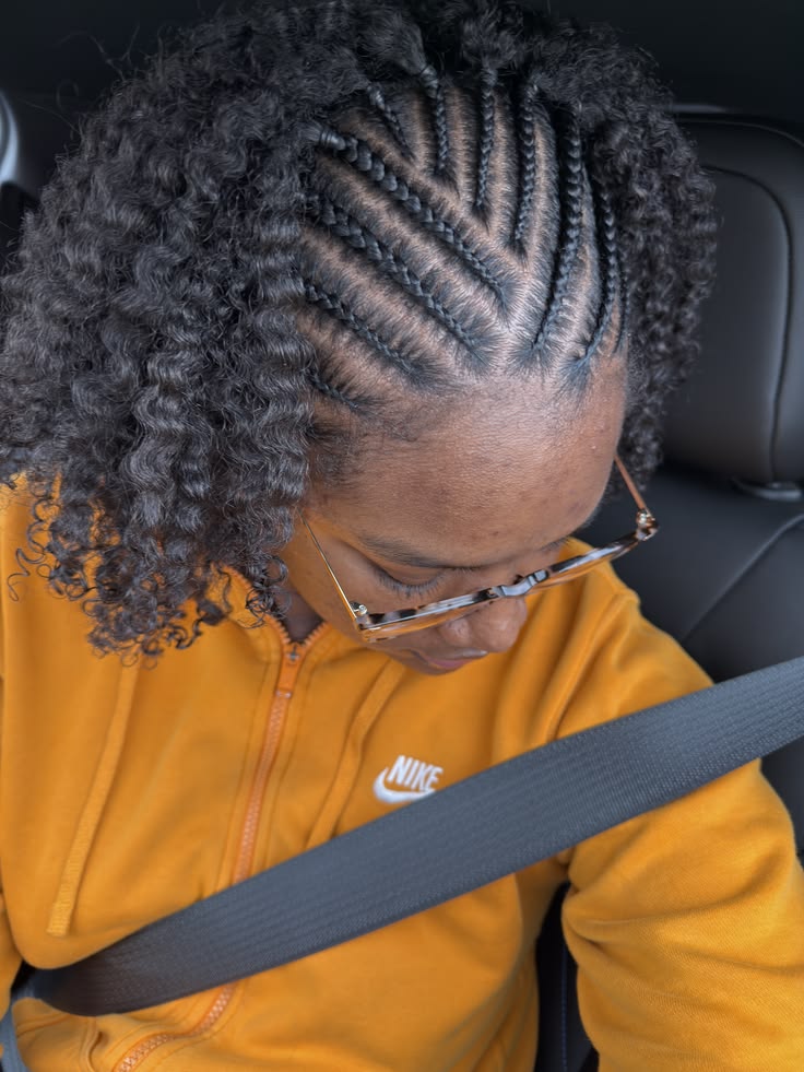 Combination style using braids and twists for a twist-out