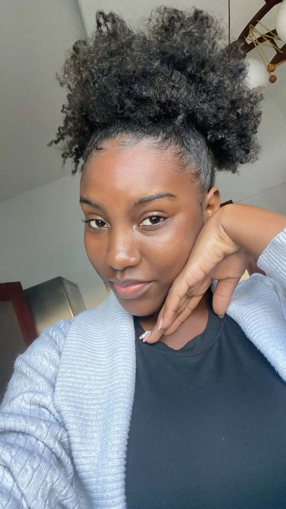 Natural 4C puff hairstyle with braid-out texture