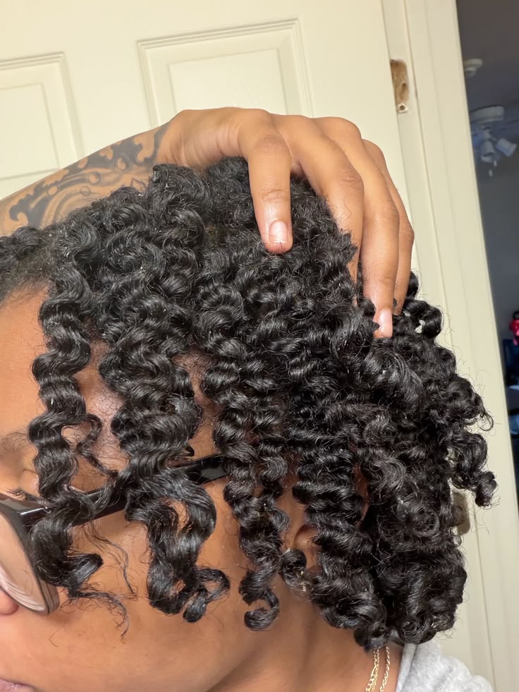 Braid-out texture created on hair during the natural hair transition