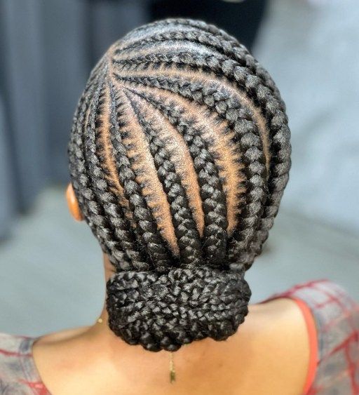 Braided low bun protective hairstyle