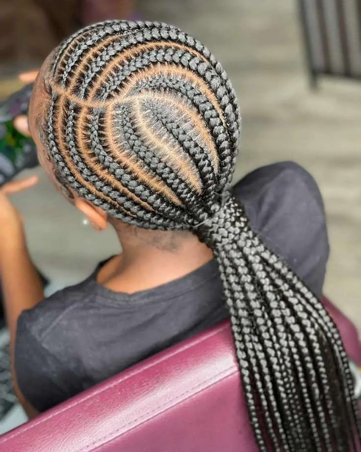 Braided low ponytail protective hairstyle