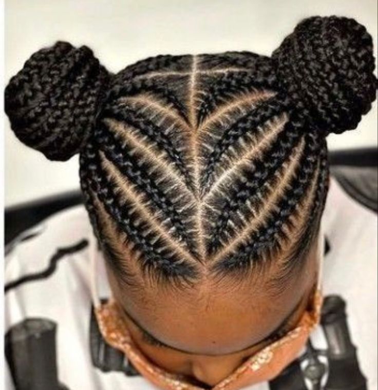 Braided space buns protective hairstyle