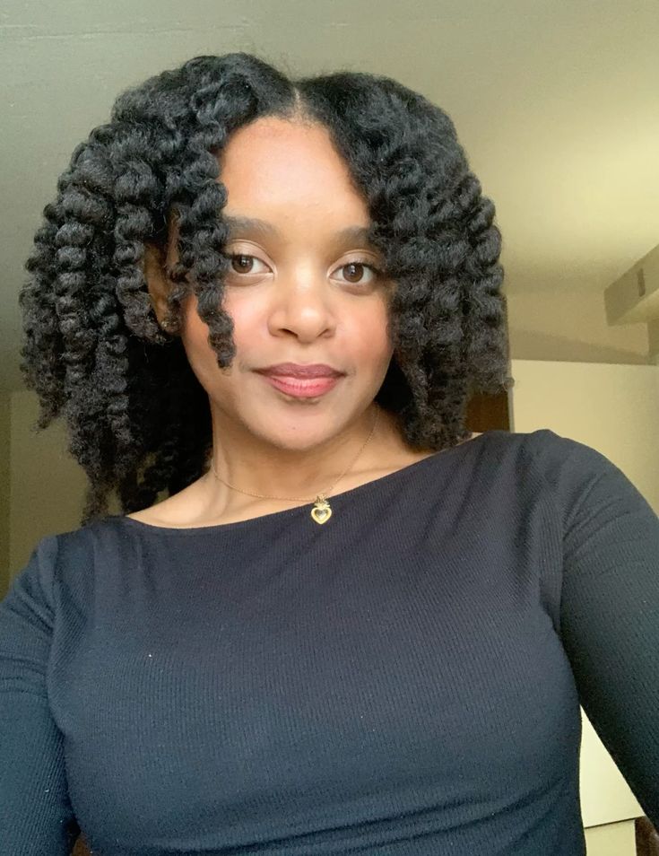 Twist-out ideas for 4C hair featuring a classic defined twist-out