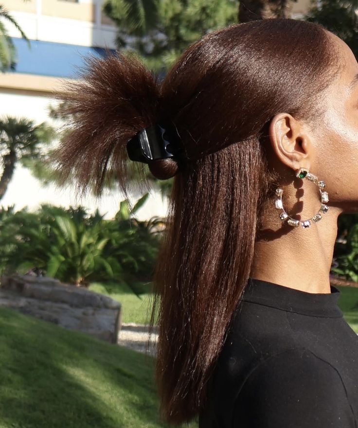 woman with colored relaxed hair