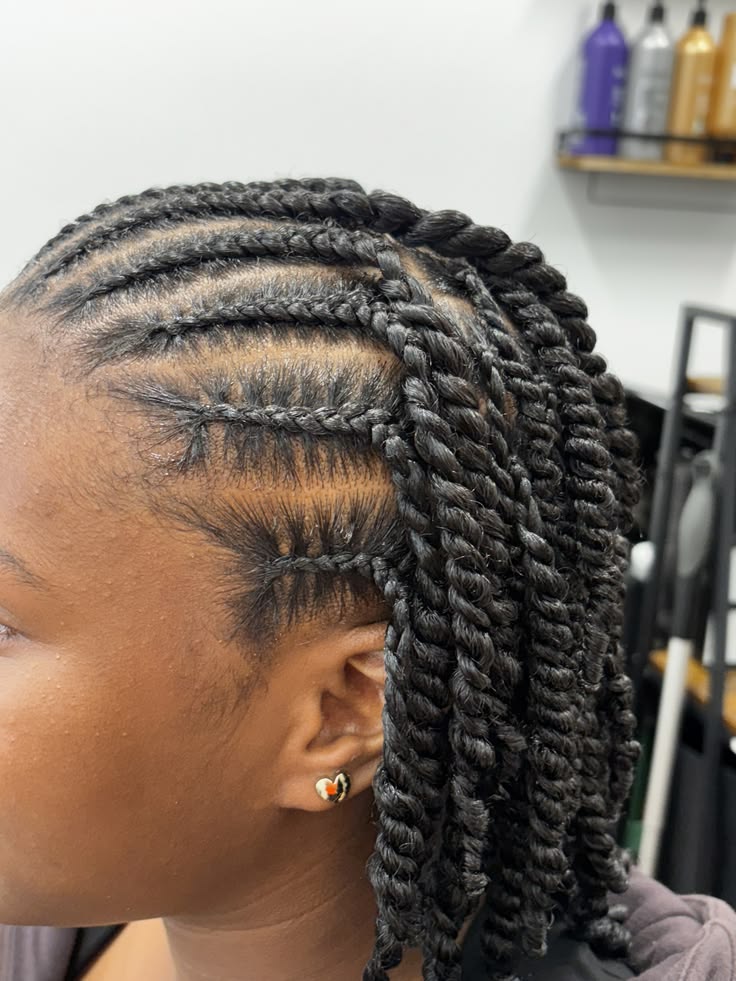 twist and cornrow combination for natural 4C hair