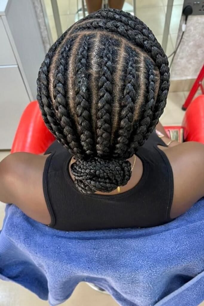 Cornrow bun protective hairstyle