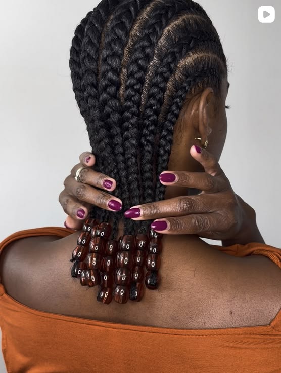 Cornrows with beads protective hairstyle