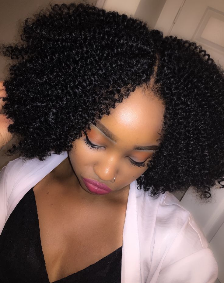 Crochet hairstyle worn during a natural hair transition