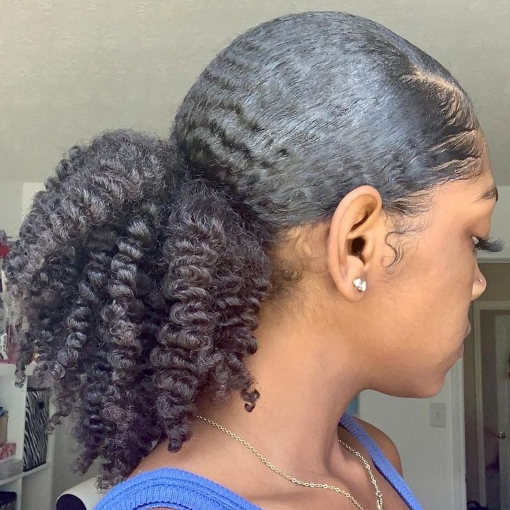 Curly ponytail created from a natural twist-out