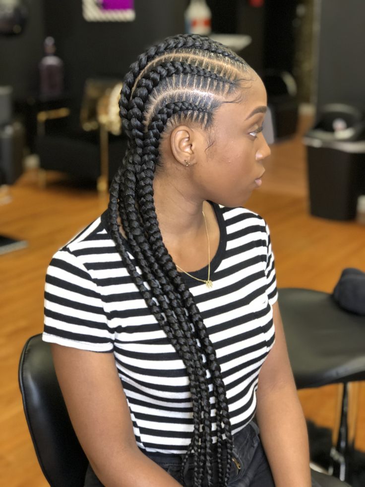 Feed-in cornrows on natural hair