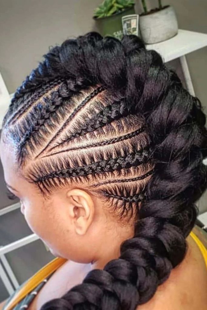Feed-in mohawk protective hairstyle