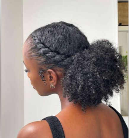 Flat-twist ponytail hairstyle for natural 4C hair