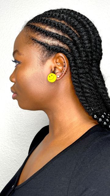 Flat twists to the back for natural 4C hair