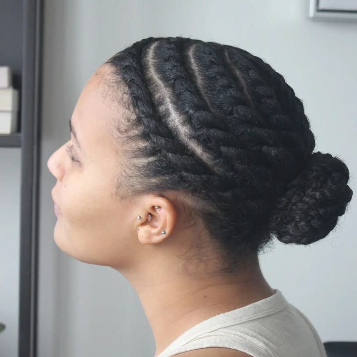 Flat twists into bun protective hairstyle