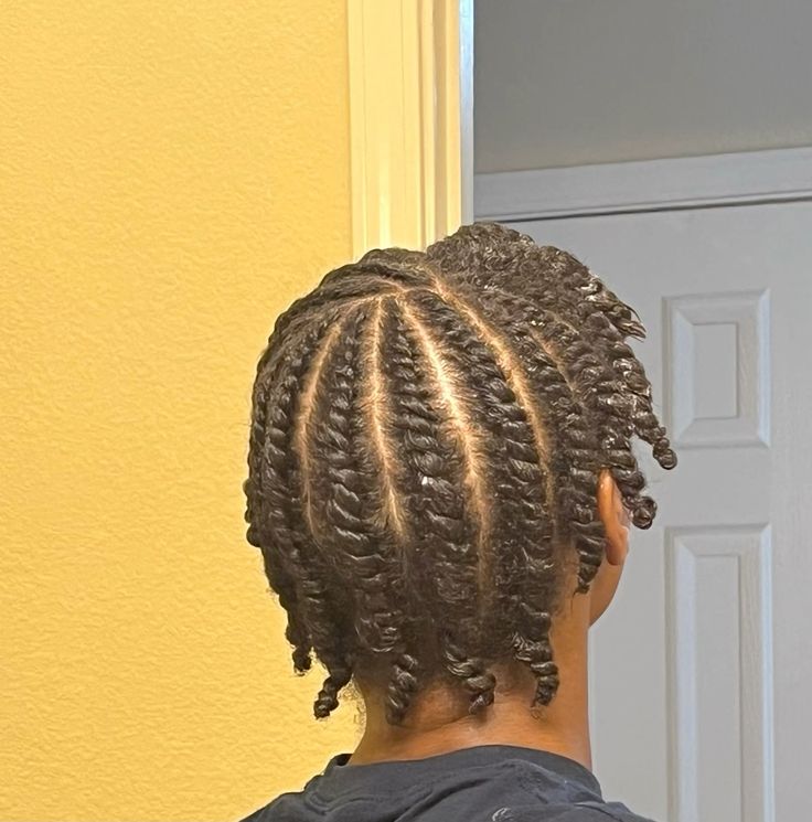 Flat twists styled on transitioning hair with natural roots