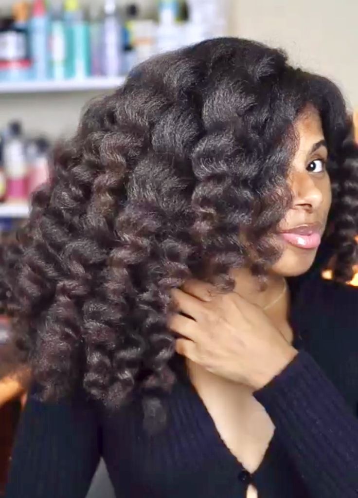 Fluffy stretched twist-out on natural coily hair
