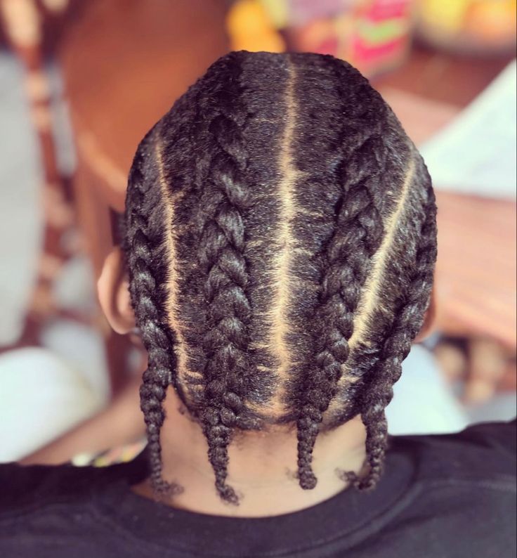 Four straight-back cornrows for natural 4C hair
