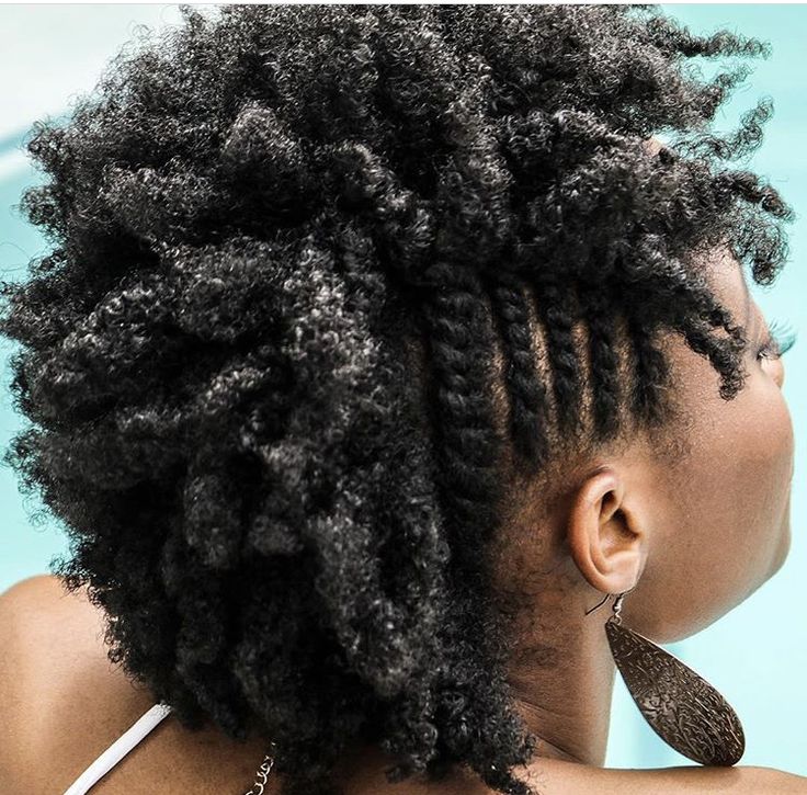 Frohawk with flat twists for natural 4C hair