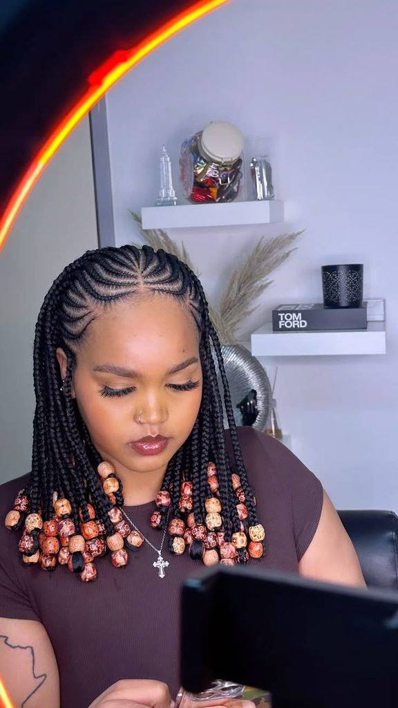 Fulani braids with decorative beads