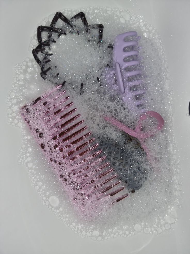 hair tools being cleaned