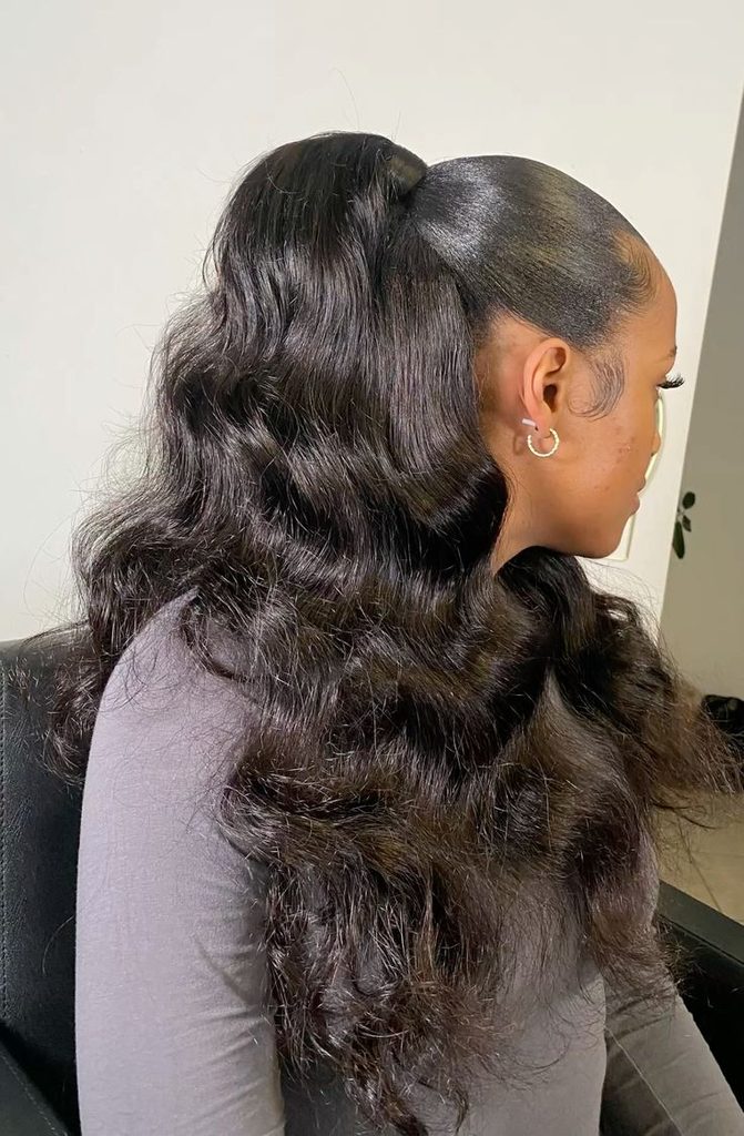 Half-up half-down wig hairstyle