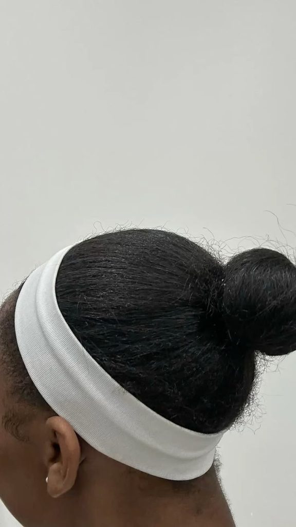 Transitioning natural hair styled with a soft headband