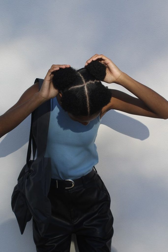 Healthy scalp and natural hair before a coloring treatment