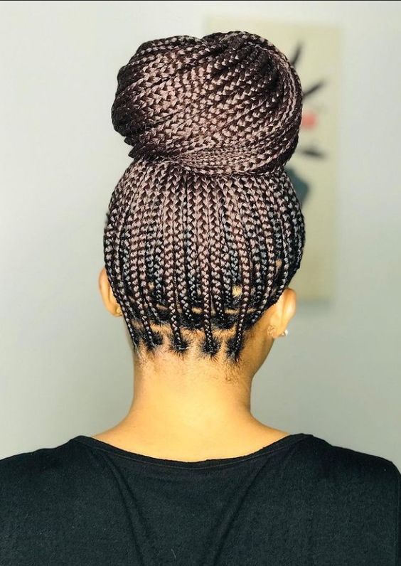 High braided bun natural hairstyle