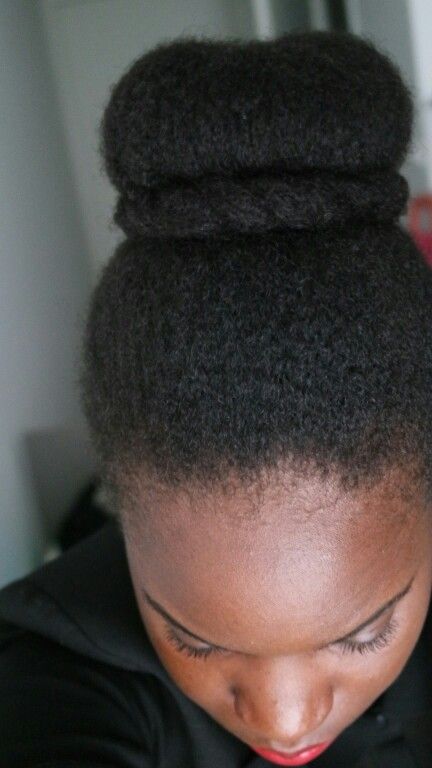 High bun hairstyle for natural 4C hair at school