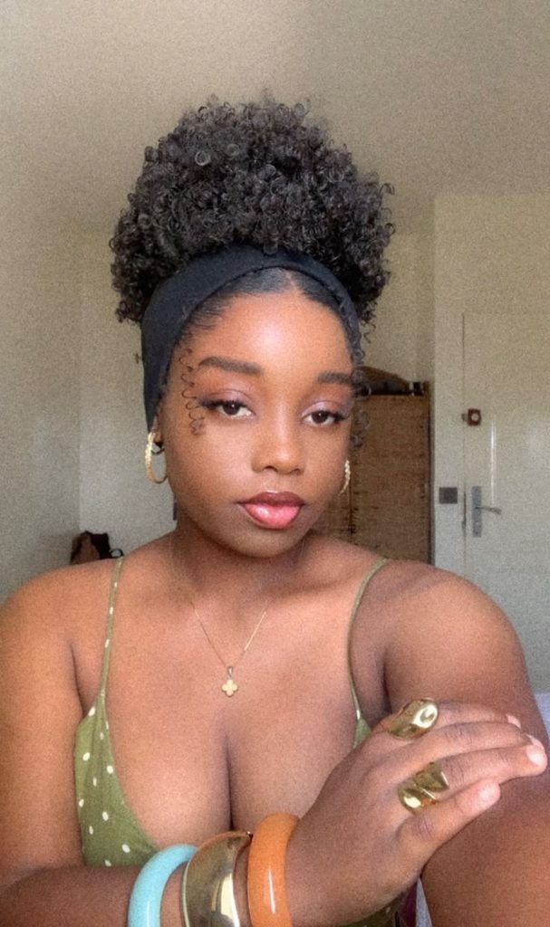 Natural 4C high puff hairstyle with a headband