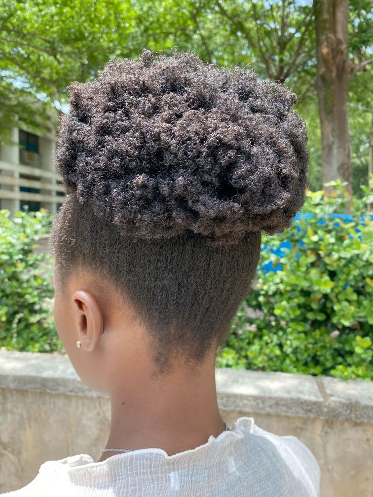 High puff school hairstyle for natural 4C hair