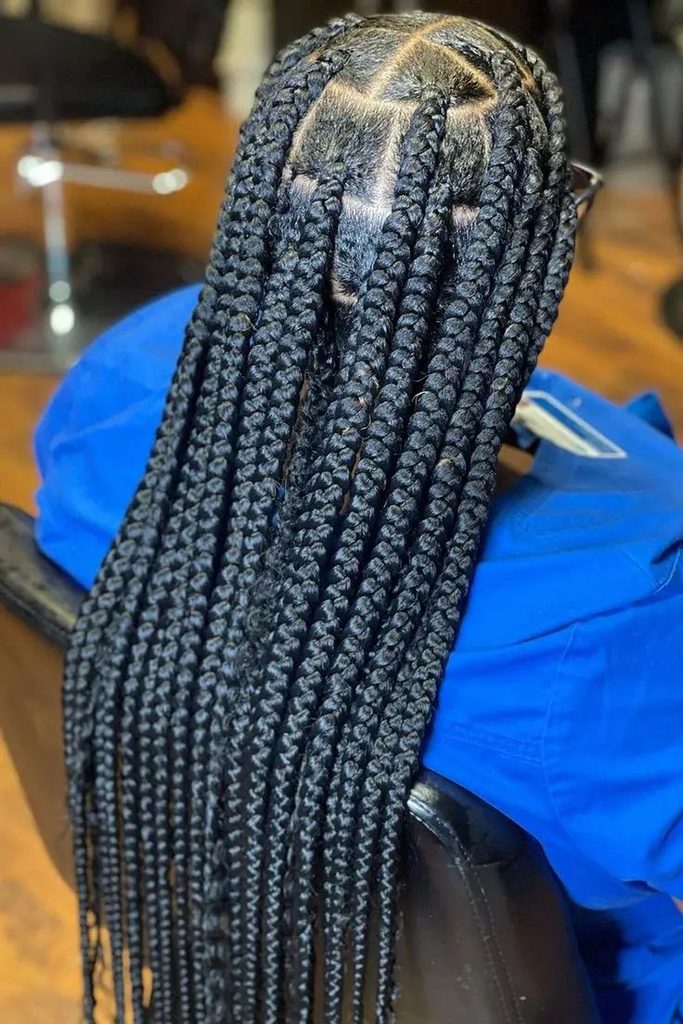 Jumbo box braids on natural hair
