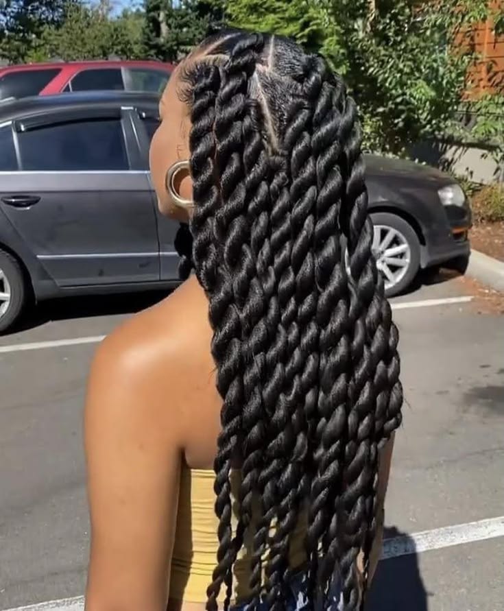 jumbo Senegalese twists protective hairstyle