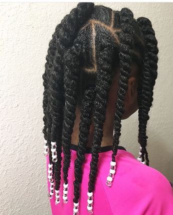 Chunky two-strand twists on natural 4C hair