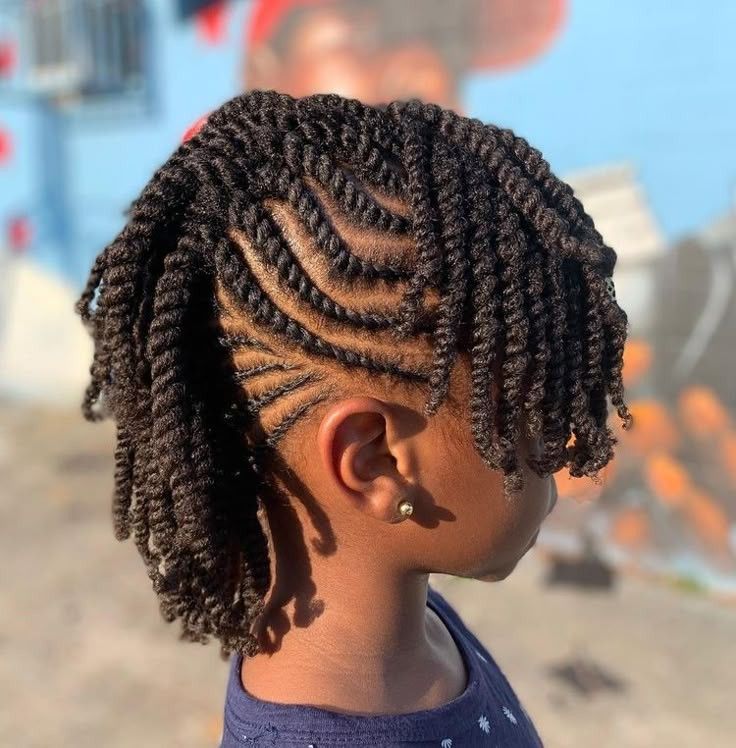 Mini twist mohawk on a child with 4C hair
