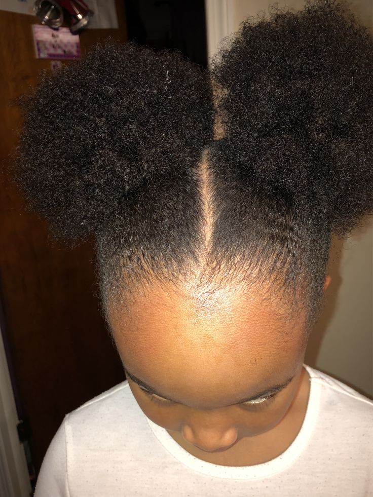 Two puffs with center part on natural 4C hair