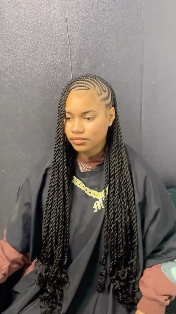 Side-swept lemonade braids