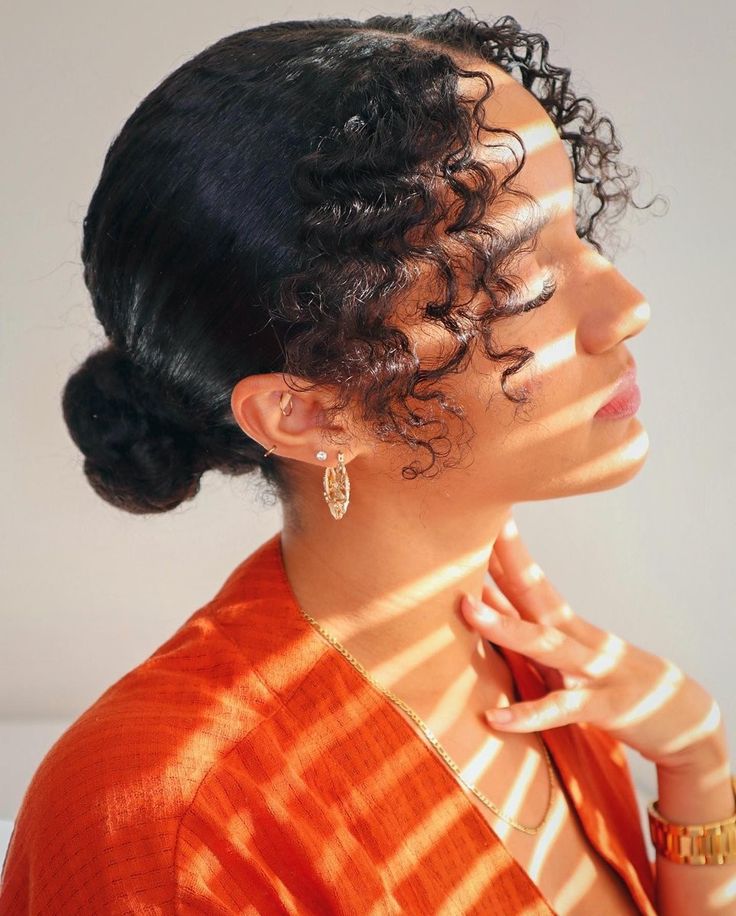 Low side bun created from twist-out curls