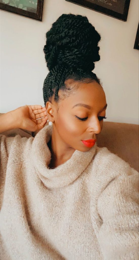Marley hair bun protective hairstyle
