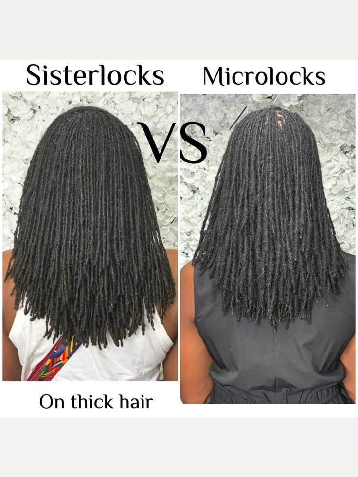 Side by side comparison of small microlocs and Sisterlocks