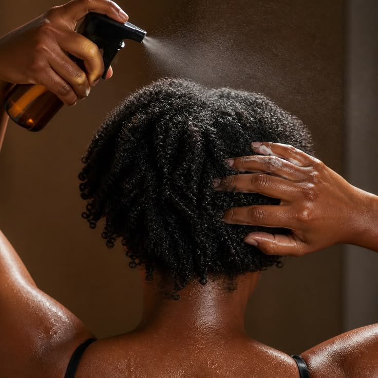 lady moisturizing her hair before making it